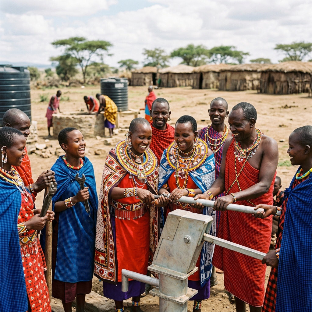 Maasai community members working together in Kenya