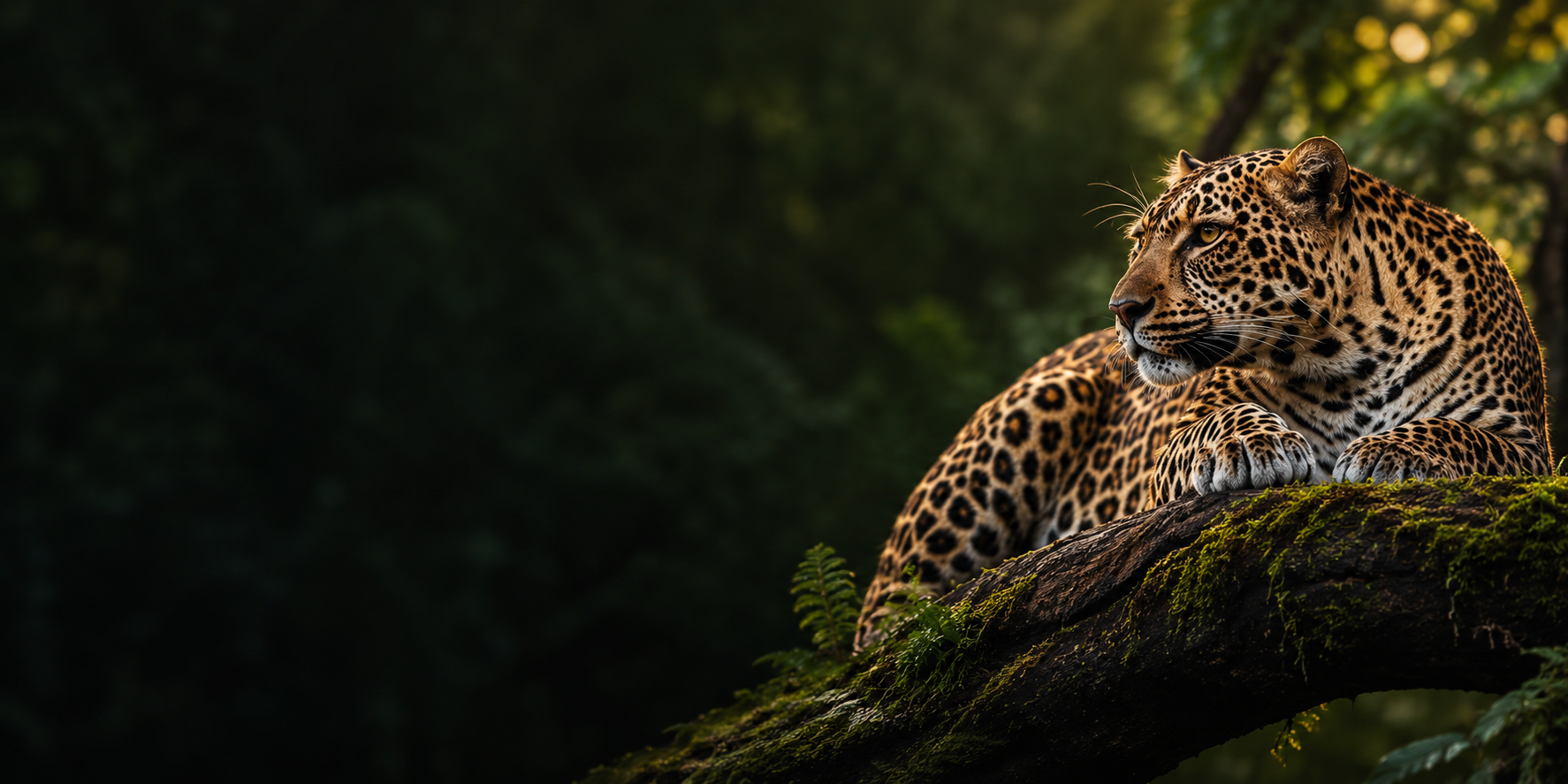 Leopard resting alertly on a tree branch