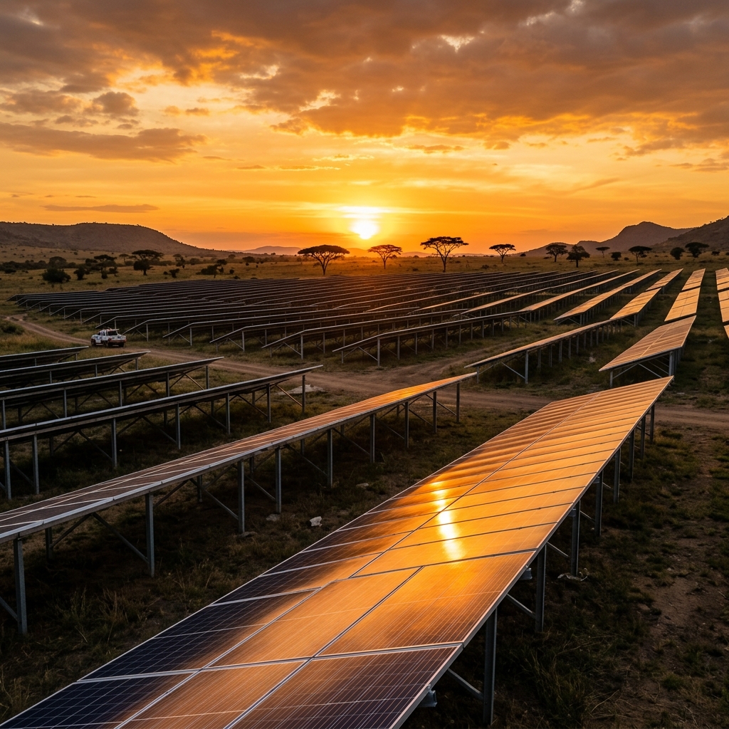 Solar panels in savanna
